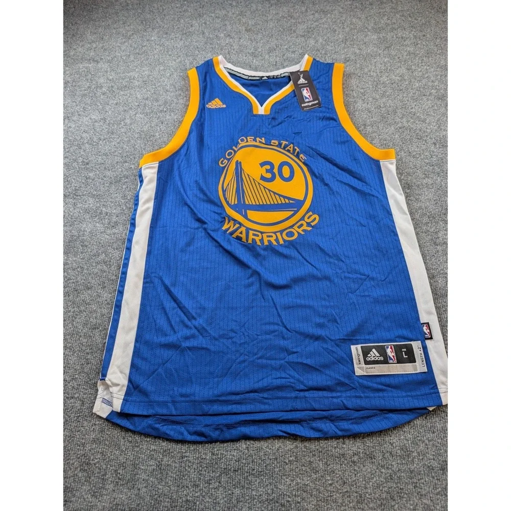 Stephen Curry Warriors Jersey Adidas Swingman Blue Yellow Size Large L NWT New